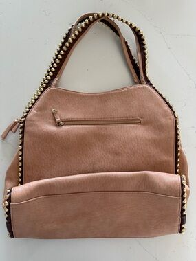 Big Buddha Tan Studded Shoulder Bag